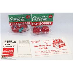 SET OF 2 COCA-COLA BRANDED FISH BOBBERS & 1950'S