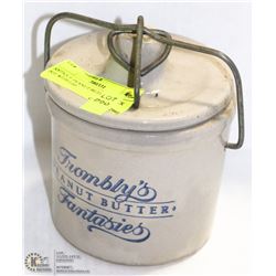 ANTIQUE TROMBLY'S PEANUT BUTTER CROCK POT WITH LID