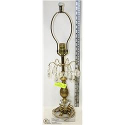 VINTAGE ELECTRIC MARBLE, BRASS AND CRYSTAL LAMP