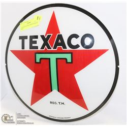 GLASS ROUND & CURVED TEXACO SIGN
