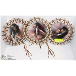 3 BRADFORD EXCHANGE LEATHER WRAPPED WALL