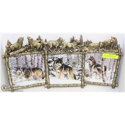 3 BRASS BRADFORD EXCHANGE PLATES FRAMED WITH COA'S