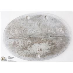 NAZI SS TOTENKOPF DIVISION DOG TAG.