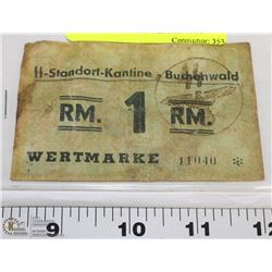 NAZI SS CONCENTRATION CAMP BUCHENWALD BANKNOTE 1RM