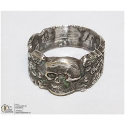NAZI SS TOTENKOPF RING WITH MAKER MARKS INSIDE.