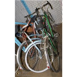 LOT OF 3 PEDAL BIKES (RED, BLUE & GREEN)