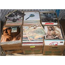 6 BOXES OF ASSORTED RECORDS.