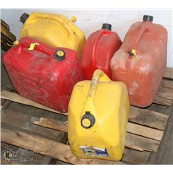 LOT OF 5 LARGE JERRY CANS