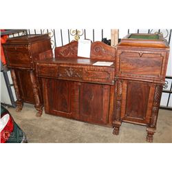 ANTIQUE WOOD SIDEBOARD CLASSICAL REVIVAL STYLE