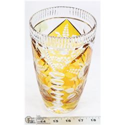 AMBER AND CRYSTAL GLASS VASE