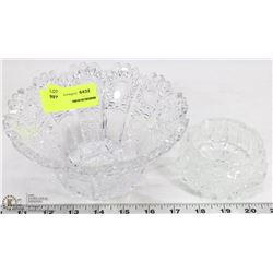 ESTATE LOT OF 2 CUT GLASS BOWL WITH ASHTRAY
