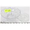 Image 1 : ESTATE LOT OF 2 CUT GLASS BOWL WITH ASHTRAY