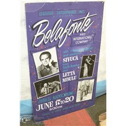 ORIGINAL HARRY BELAFONTE CONCERT POSTER.