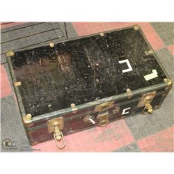 ANTIQUE METAL TRUNK 28” X 16” X 10”