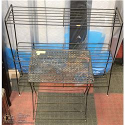 METAL TABLE WITH METAL SHELF.