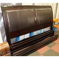 WOOD AND PADDED LEATHERETTE KING SIZE BEDFRAME