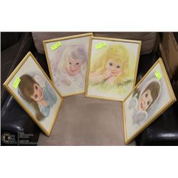 GROUP OF 4 VINTAGE FRAMED CHILDREN PICTURES