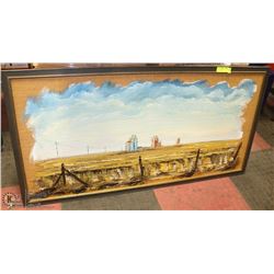 LARGE PRAIRIE SCENE OIL PAINTING ON BURLAP