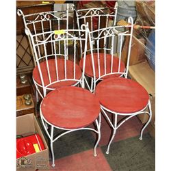 SET OF 4 ANTIQUE WROUGHT IRON CHAIRS W/ REMOVABLE