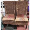 Image 1 : PAIR OF VINTAGE TALL BACK WICKER CHAIRS W/ BEADED