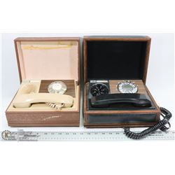 PAIR OF OLD PHONES IN WOOD CASES.