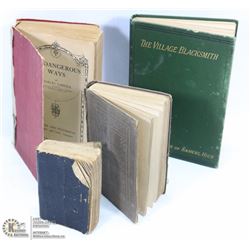 LOT OF 4 ANTIQUE BOOKS.