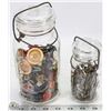Image 1 : LOT OF 2 FILLED OLDER BALE WIRE SNAP JARS.