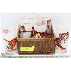 SET OF 6 ESSO TIGER DRINK GLASSES