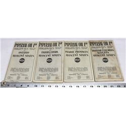 SET OF 4 IMPERIAL OIL 1930 ROAD MAPS .