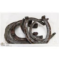 LOT OF 5 ANTIQUE METAL HORSESHOES.