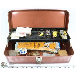VINTAGE TACKLE BOX WITH FISHING TACKLE
