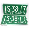 Image 1 : SET OF 2 ALBERTA 1971 LICENSE PLATES.