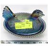 Image 1 : 2PC BLUE HEN CARNIVAL GLASS BUTTER DISH.