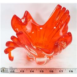 RED ART GLASS BOWL.