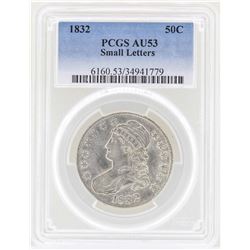 1832 Small Letters Capped Bust Half Dollar Coin PCGS AU53