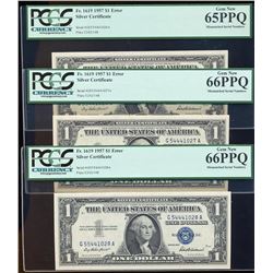 (3) Consec. Mismatch Serial ERROR 1957 $1 Silver Certificate Notes PCGS Gem New