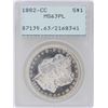 Image 1 : 1882-CC $1 Morgan Silver Dollar Coin PCGS MS63PL Old Green Rattler