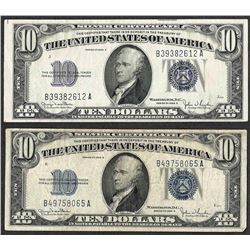 Lot of (2) 1934D $10 Silver Certificate Notes