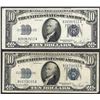 Image 1 : Lot of (2) 1934D $10 Silver Certificate Notes