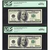 Image 1 : Lot of (2) Consecutive 2001 $100 Federal Reserve STAR Notes PCGS Gem New 66PPQ