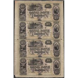 Uncut Sheet of 1800's $10 Canal Bank Obsolete Notes