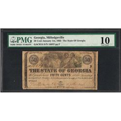 1863 50 Cent The State of Georgia Obsolete Note PMG Very Good 10