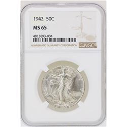 1942 Walking Liberty Half Dollar Coin NGC MS65