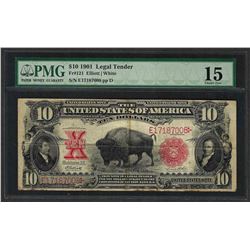 1901 $10 Bison Legal Tender Note Fr.121 PMG Choice Fine 15