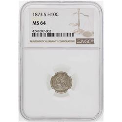 1873-S Seated Liberty Half Dime Coin NGC MS64