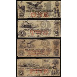 Set of 1852 $1/2/3/5 The Cochituate Bank Obsolete Notes