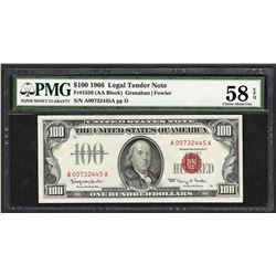 1966 $100 Legal Tender Note Fr.1550 PMG Choice About Uncirculated 58EPQ