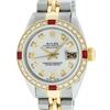 Image 1 : Rolex Ladies Two Tone 14K Silver Diamond & Ruby Datejust Wristwatch