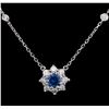 14KT White Gold 1.26 ctw Fancy Blue Diamond Necklace