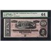 Image 1 : 1864 $10 Confederate States of America Note T-68 PMG Choice Uncirculated 64